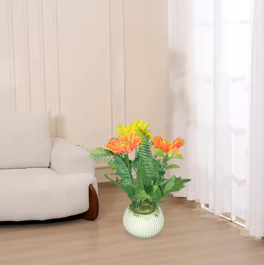 Sunny Artificial Sunflower & Daisy Vase – Perfect for Living Room Décor